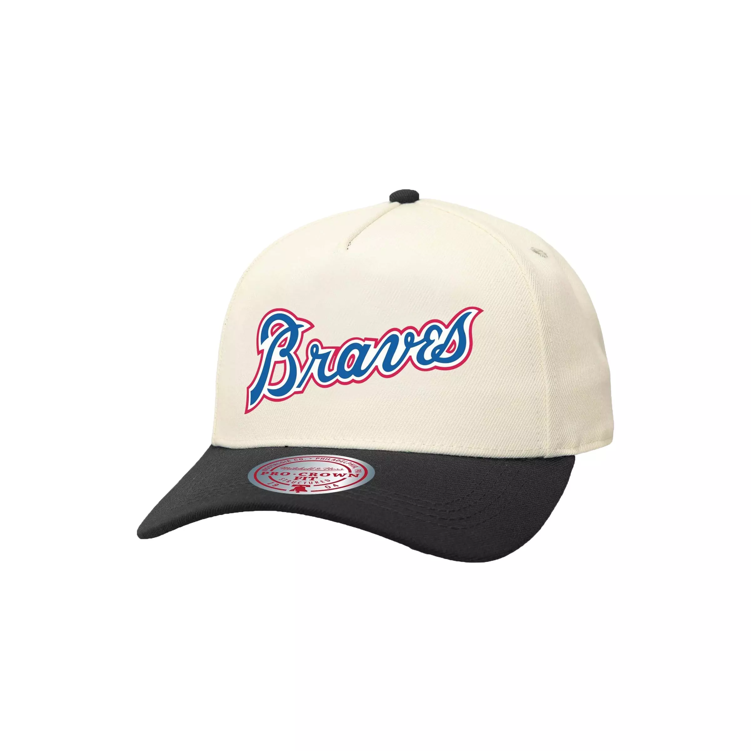 Mitchel & Ness Atlanta Braves Off Word Snapback Hat-Off-White - CREAM