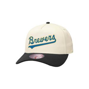 Mitchell & Ness Milwaukee Brewers Off Word Snapback Hat-Off-White