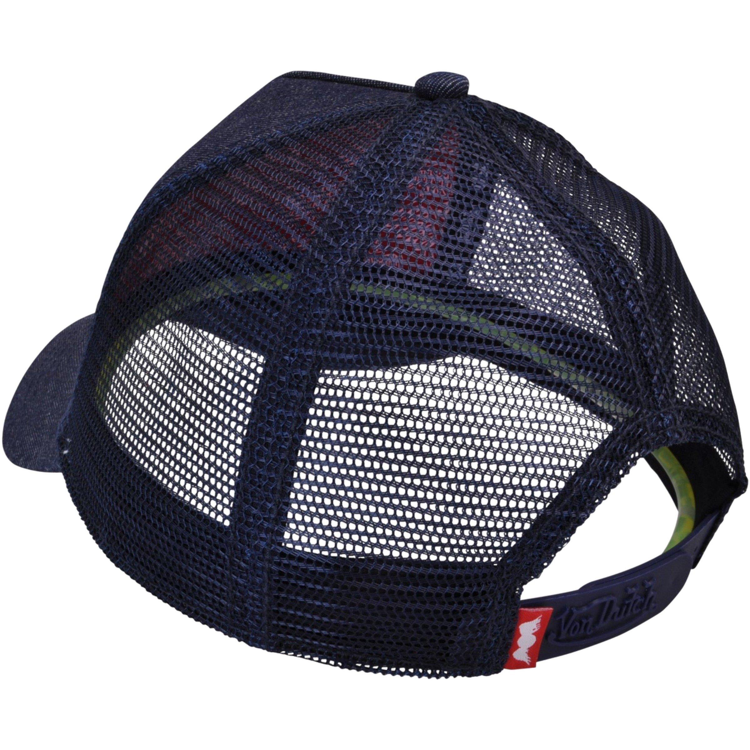 Von Dutch Distressed Denim Trucker Snapback Hat-Blue - BLUE Thumbnail View 3