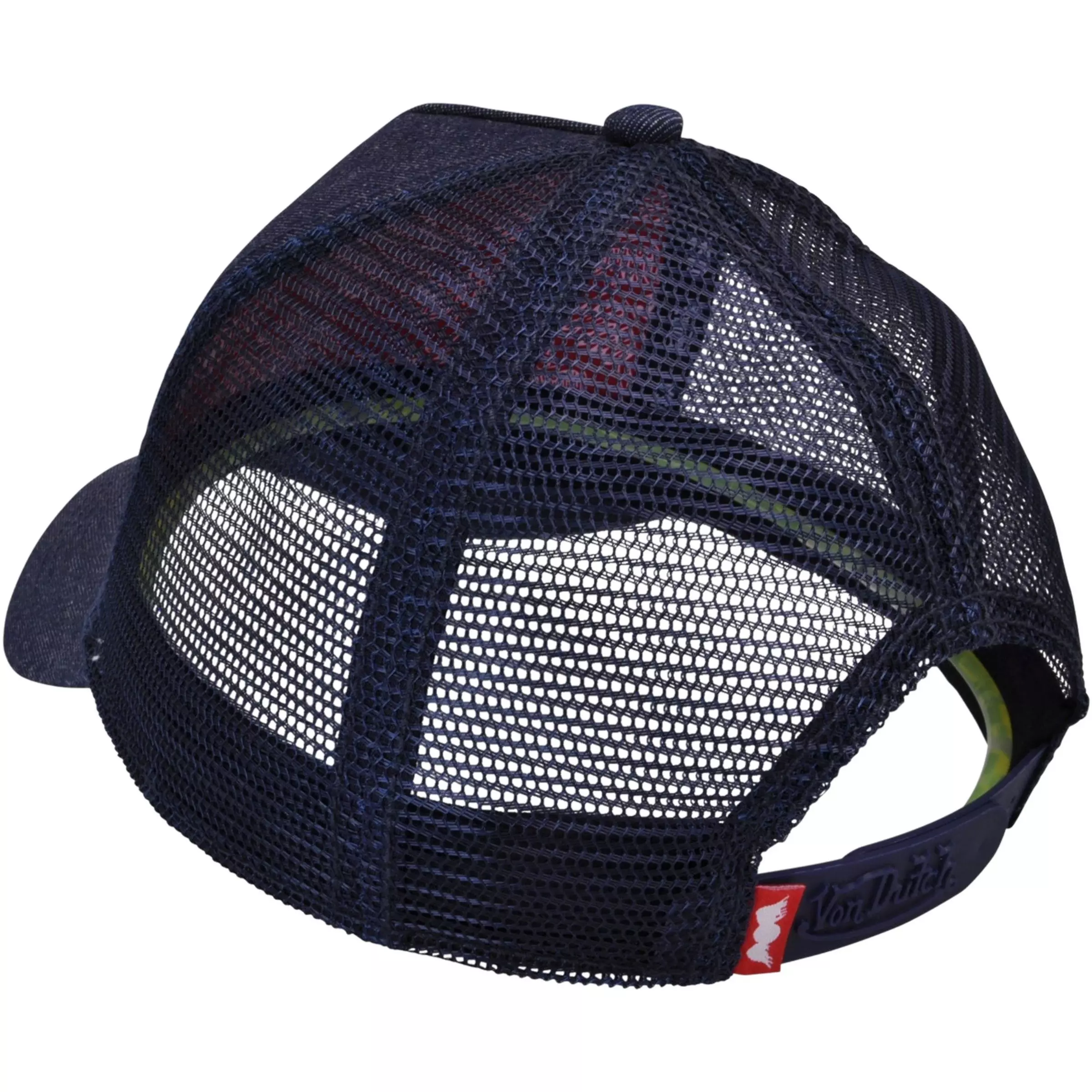 Von Dutch Distressed Denim Trucker Snapback Hat-Blue - BLUE