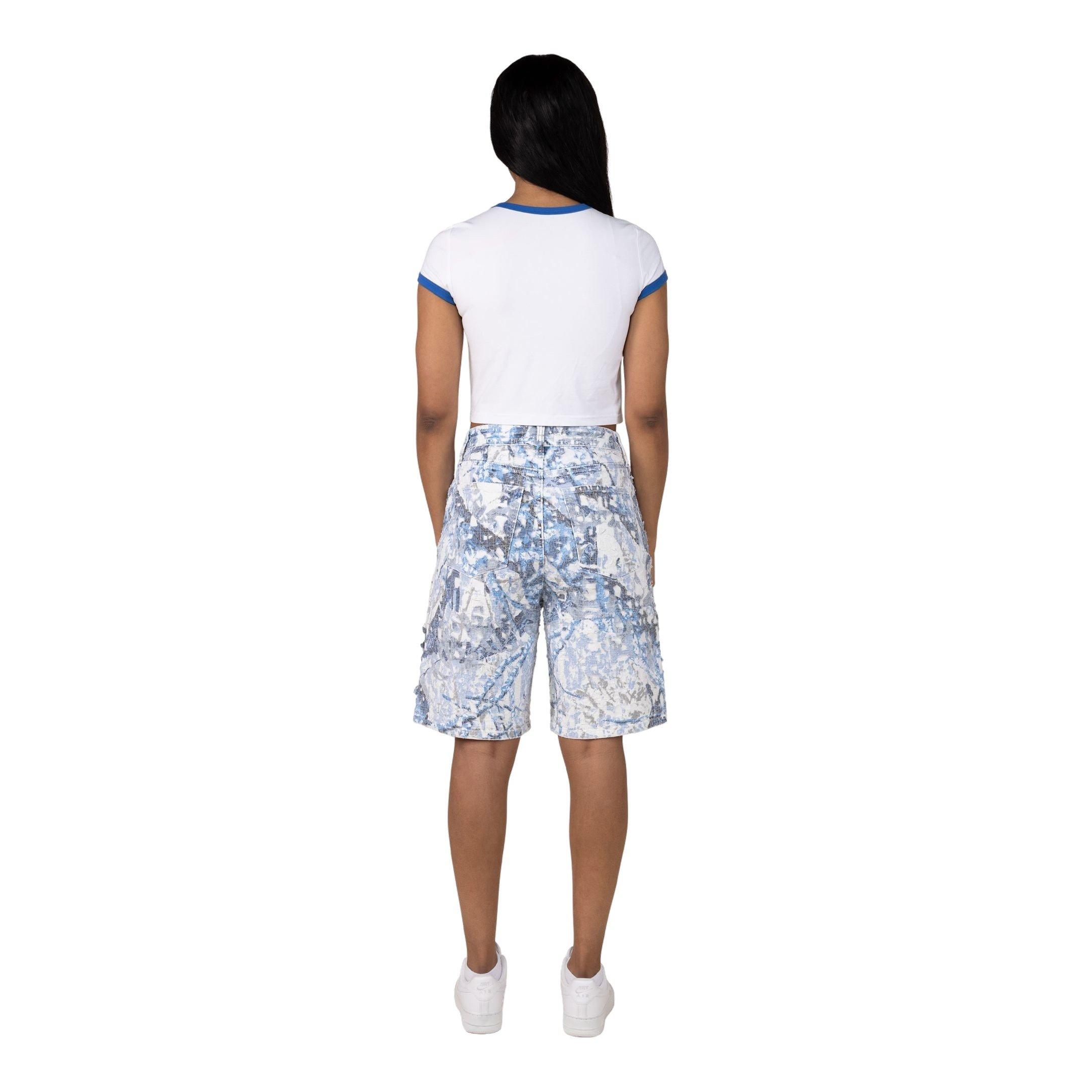 Smoke Rise Women's Vintage Cuff Tee - White/Blue - WHITE/BLUE Thumbnail View 5