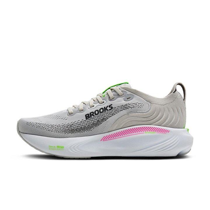 Brooks Adrenaline GTS 25 "Oyster/Pink/Green" Women's Running Shoe - LT GREY/PINK Thumbnail View 2