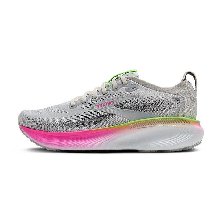 Brooks Adrenaline GTS 25 "Oyster/Pink/Green" Women's Running Shoe - LT GREY/PINK Thumbnail View 4