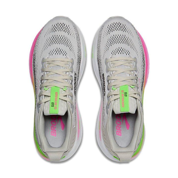 Brooks Adrenaline GTS 25 "Oyster/Pink/Green" Women's Running Shoe - LT GREY/PINK Thumbnail View 8