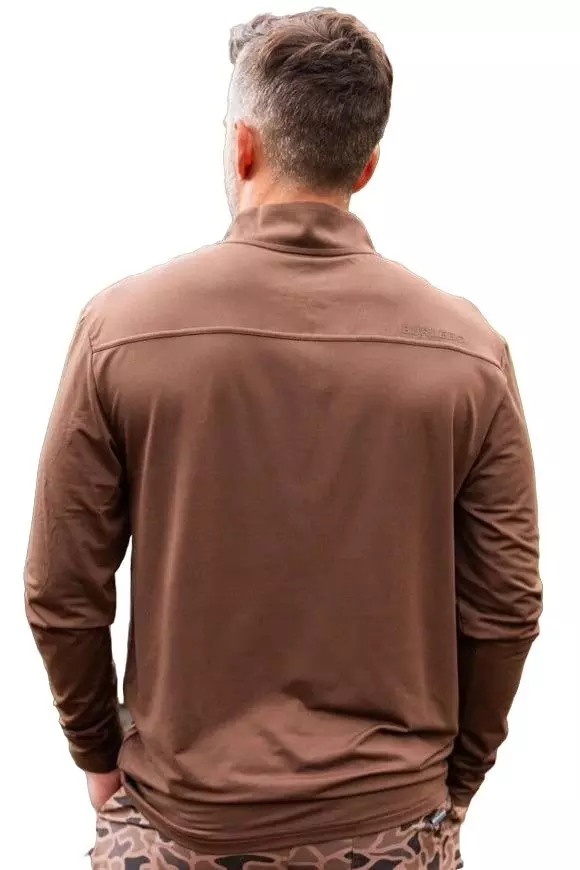 Burlebo Men's Performance Quarter Zip Top - Heather Brown - BROWN