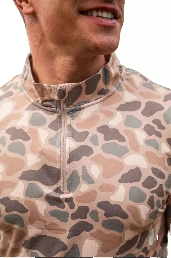 Burlebo Men's Performance Quarter Zip Top - Pintail Camo - CAMOUFLAGE