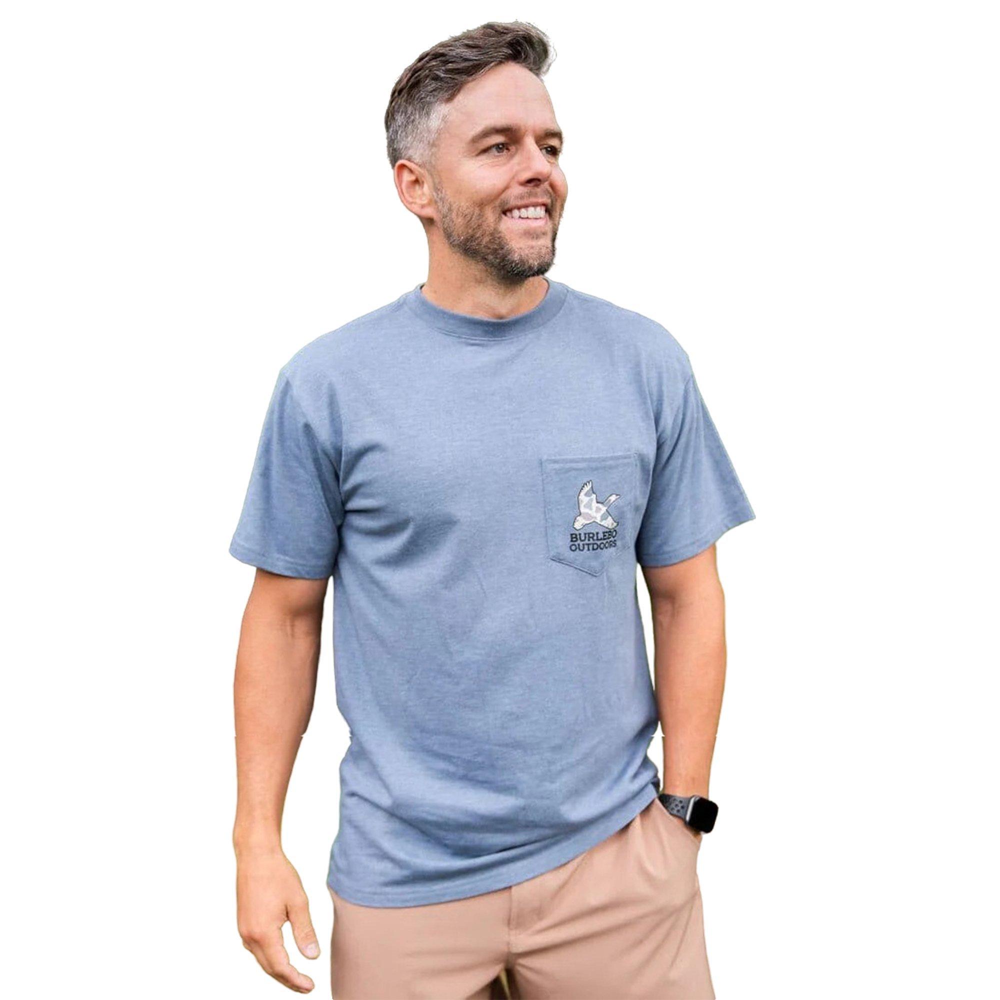 Burlebo Men's Camo Hunting Dog Tee - Heather Blue Jean - BLUE Thumbnail View 1