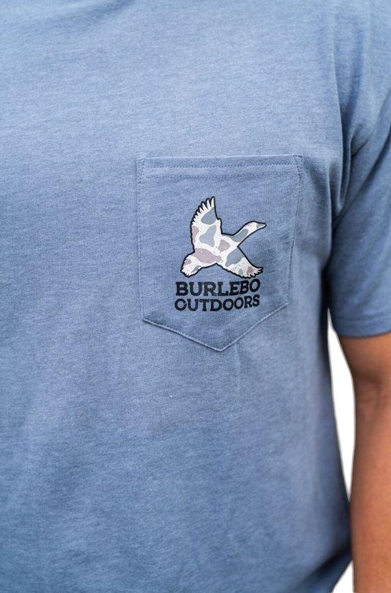 Burlebo Men's Camo Hunting Dog Tee - Heather Blue Jean - BLUE Thumbnail View 4