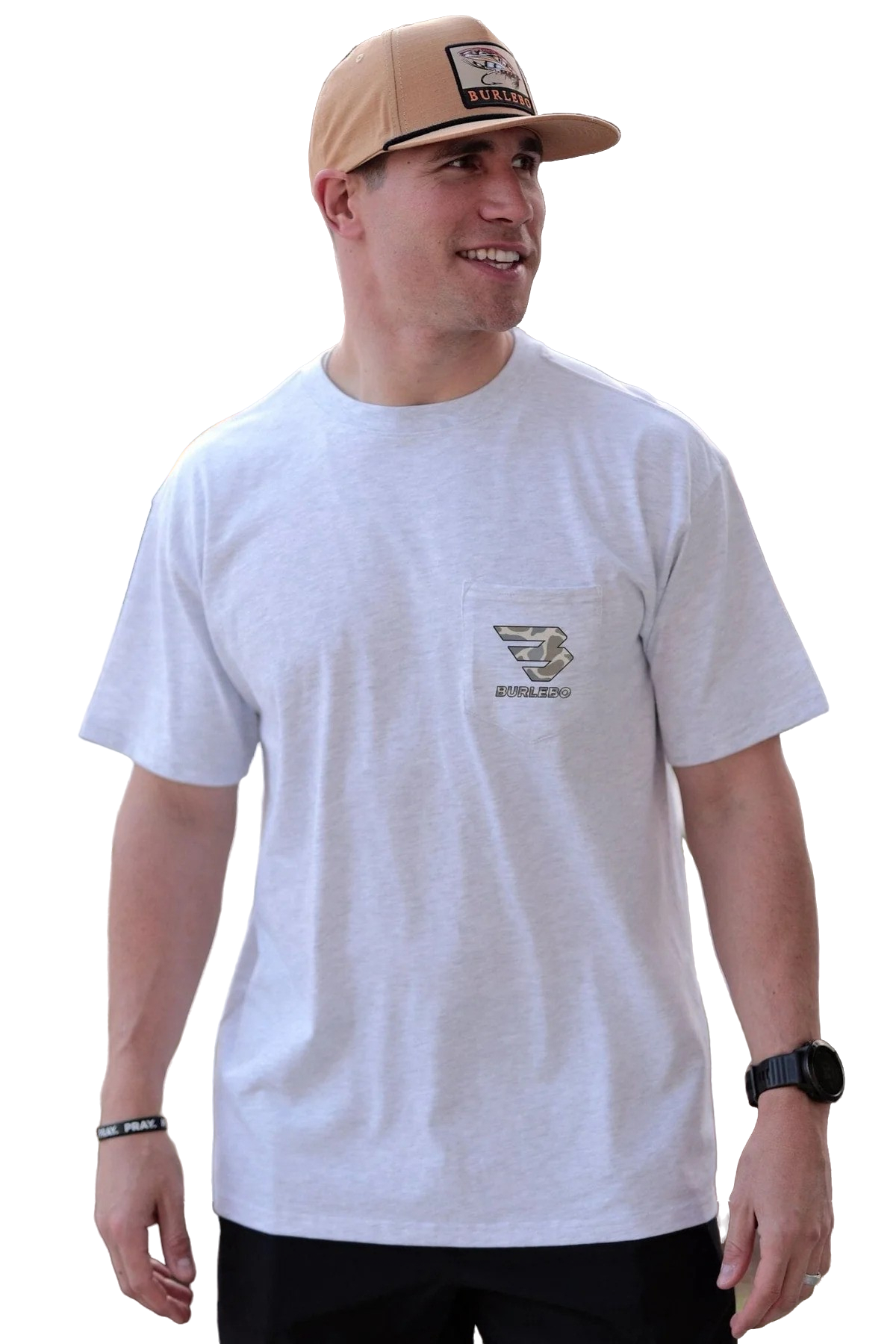 Burlebo Men's Classic Deer Camo Signature Logo Tee - Ash Grey - HEATHER/GREY Thumbnail View 1