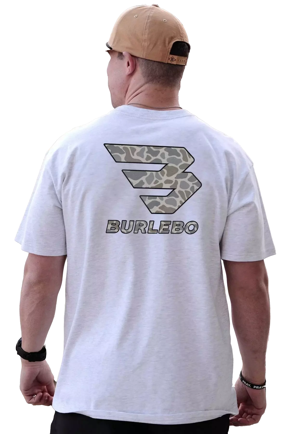 Burlebo Men's Classic Deer Camo Signature Logo Tee - Ash Grey - HEATHER/GREY