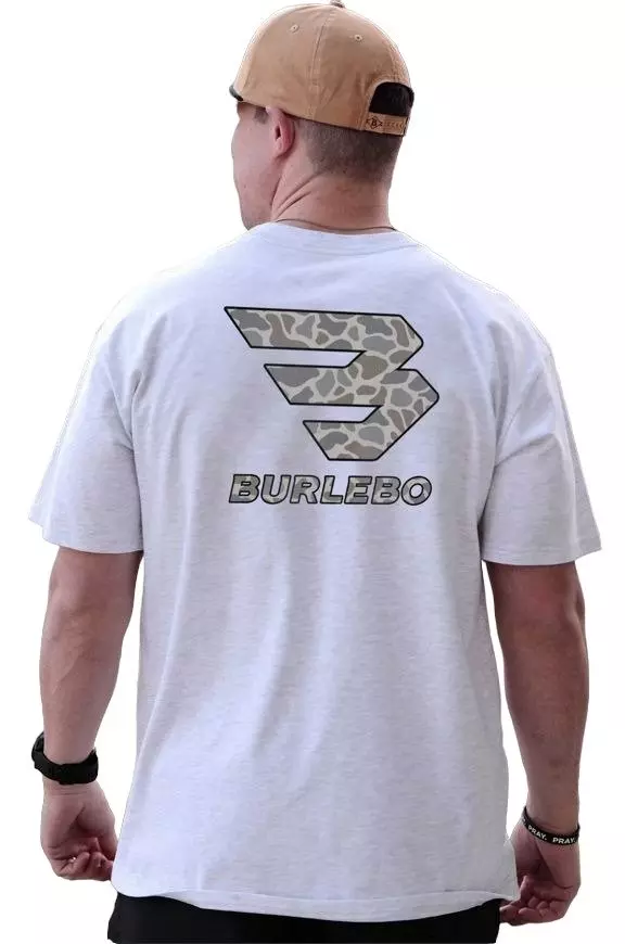 Burlebo Men's Classic Deer Camo Signature Logo Tee - Ash Grey - HEATHER/GREY