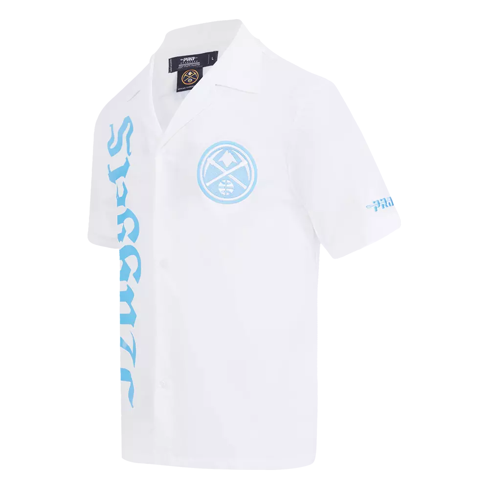 Pro Standard Men's Denver Nuggets Camp Short Sleeve Tee-White - WHITE