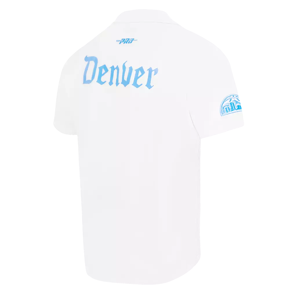 Pro Standard Men's Denver Nuggets Camp Short Sleeve Tee-White - WHITE
