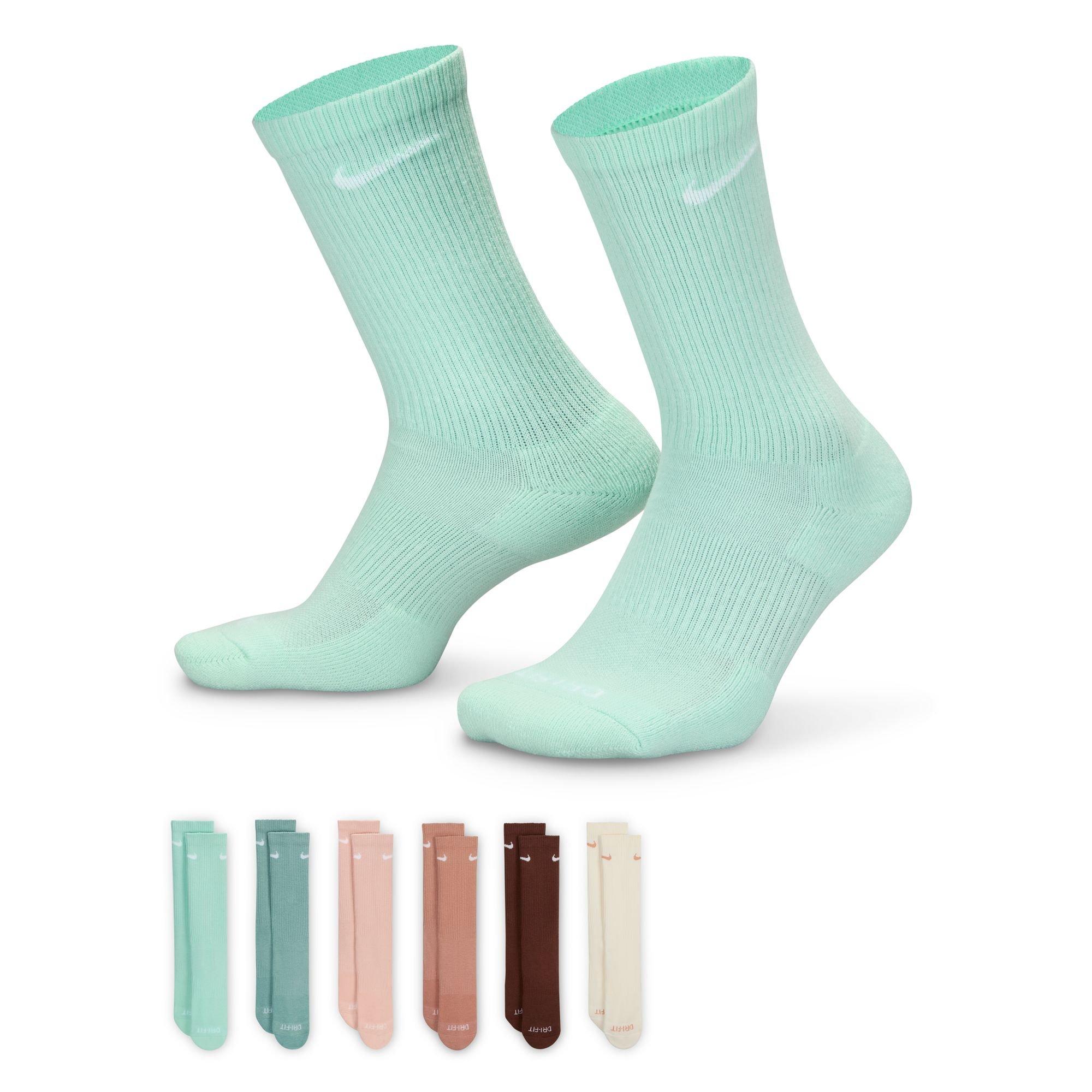 Nike Everyday Plus Cushioned Training Crew Socks (6 Pairs)- Green/Brown Multi-Color - GREEN/BROWN MULTI-COLOR Thumbnail View 1