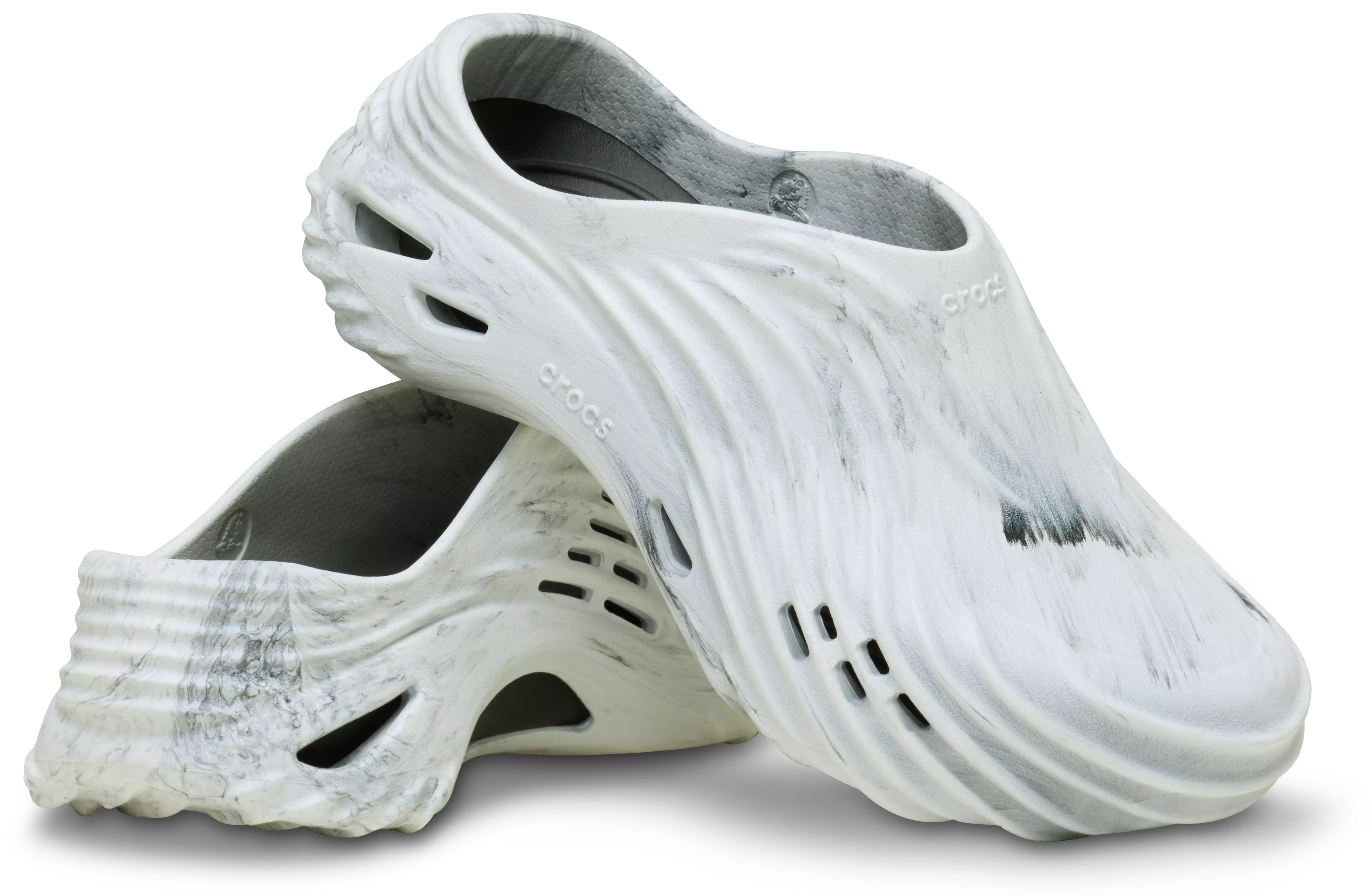 Crocs Echo Wave Marble "Black/White" Unisex Sandal - BLACK/WHITE