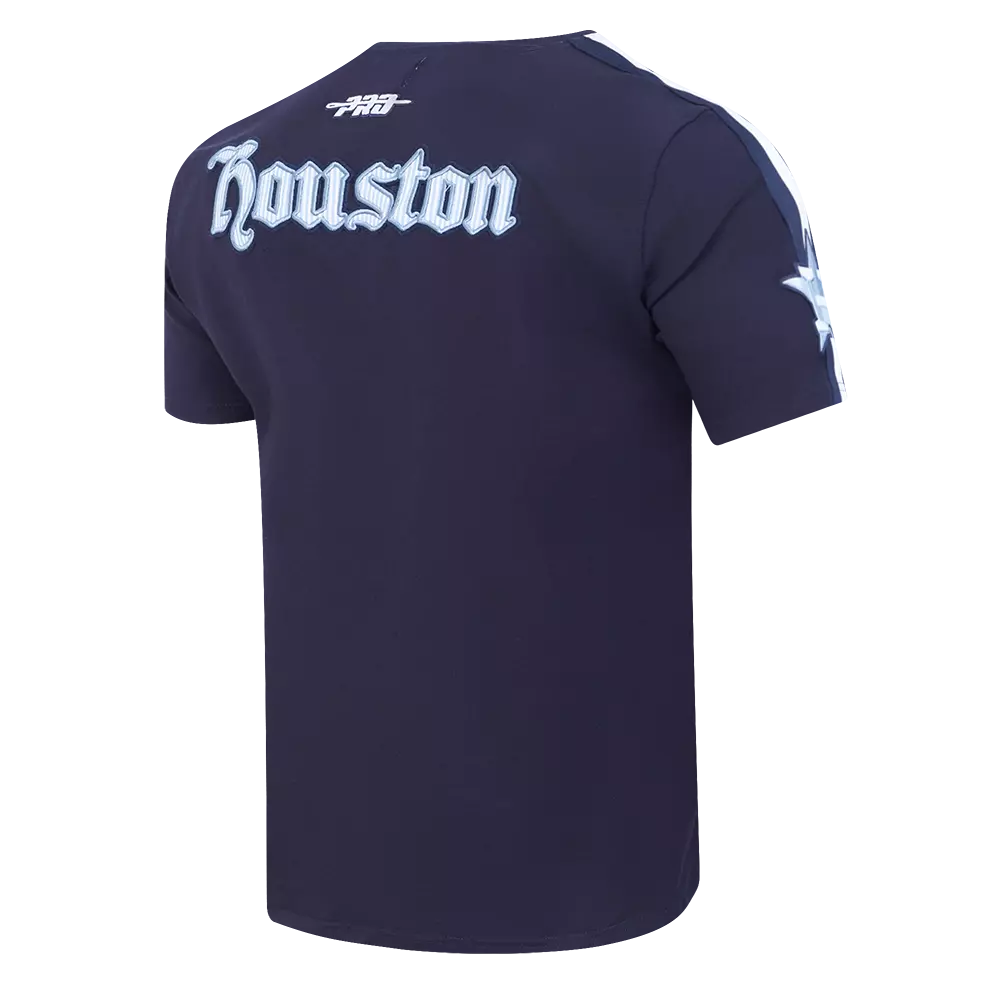 Pro Standard Houston Astros Country Club Striped Short Sleeve Tee-Navy - NAVY
