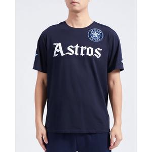 Pro Standard Houston Astros Country Club Striped Short Sleeve Tee-Navy
