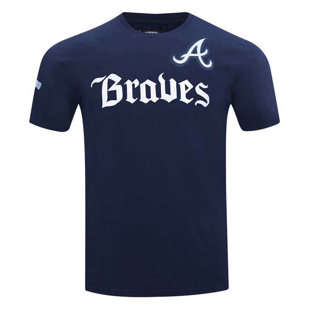 Pro Standard Atlanta Braves Country Club Striped Short Sleeve Tee-Navy - NAVY Thumbnail View 1