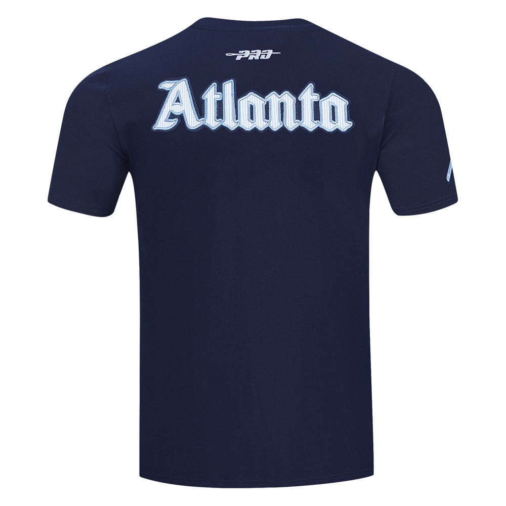 Pro Standard Atlanta Braves Country Club Striped Short Sleeve Tee-Navy - NAVY Thumbnail View 2