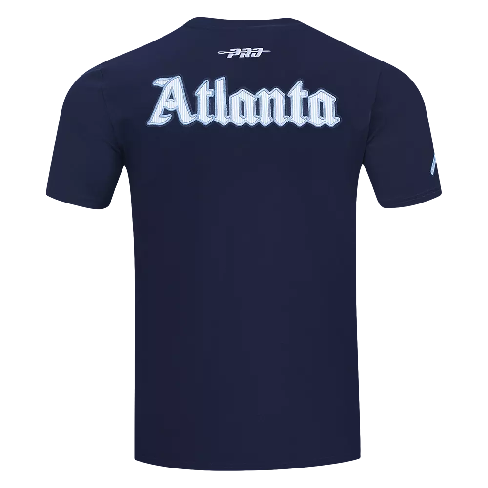 Pro Standard Atlanta Braves Country Club Striped Short Sleeve Tee-Navy - NAVY