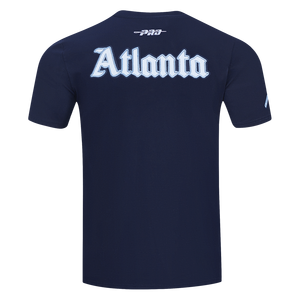 Pro Standard Atlanta Braves Country Club Striped Short Sleeve Tee-Navy