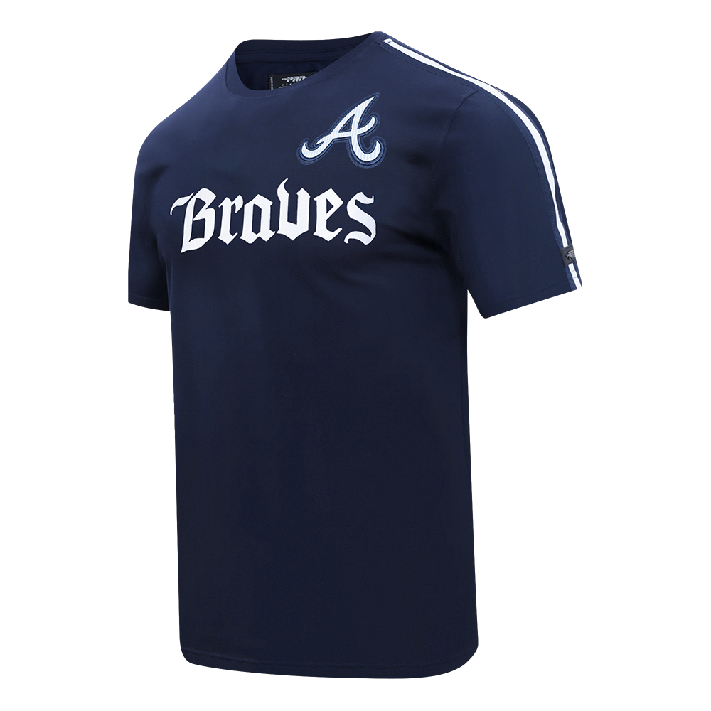Pro Standard Atlanta Braves Country Club Striped Short Sleeve Tee-Navy - NAVY Thumbnail View 3