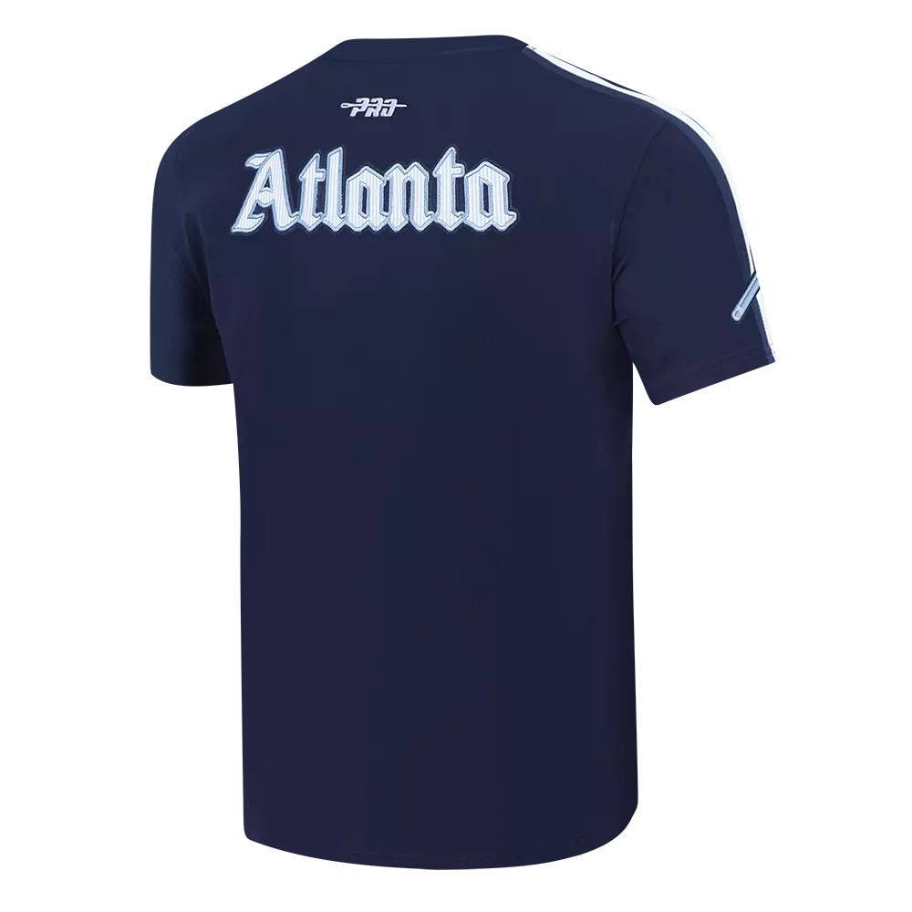 Pro Standard Atlanta Braves Country Club Striped Short Sleeve Tee-Navy - NAVY