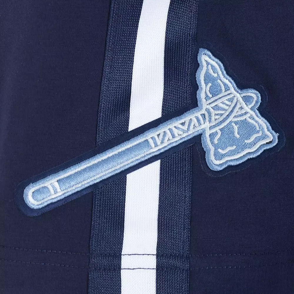 Pro Standard Atlanta Braves Country Club Striped Short Sleeve Tee-Navy - NAVY