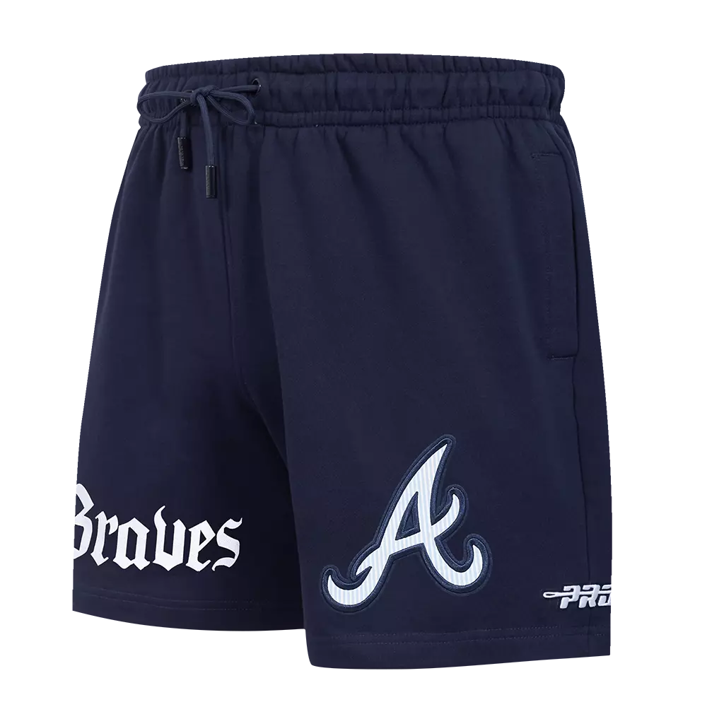 Pro Standard Atlanta Braves Country Club Fleece Shorts-Navy - NAVY