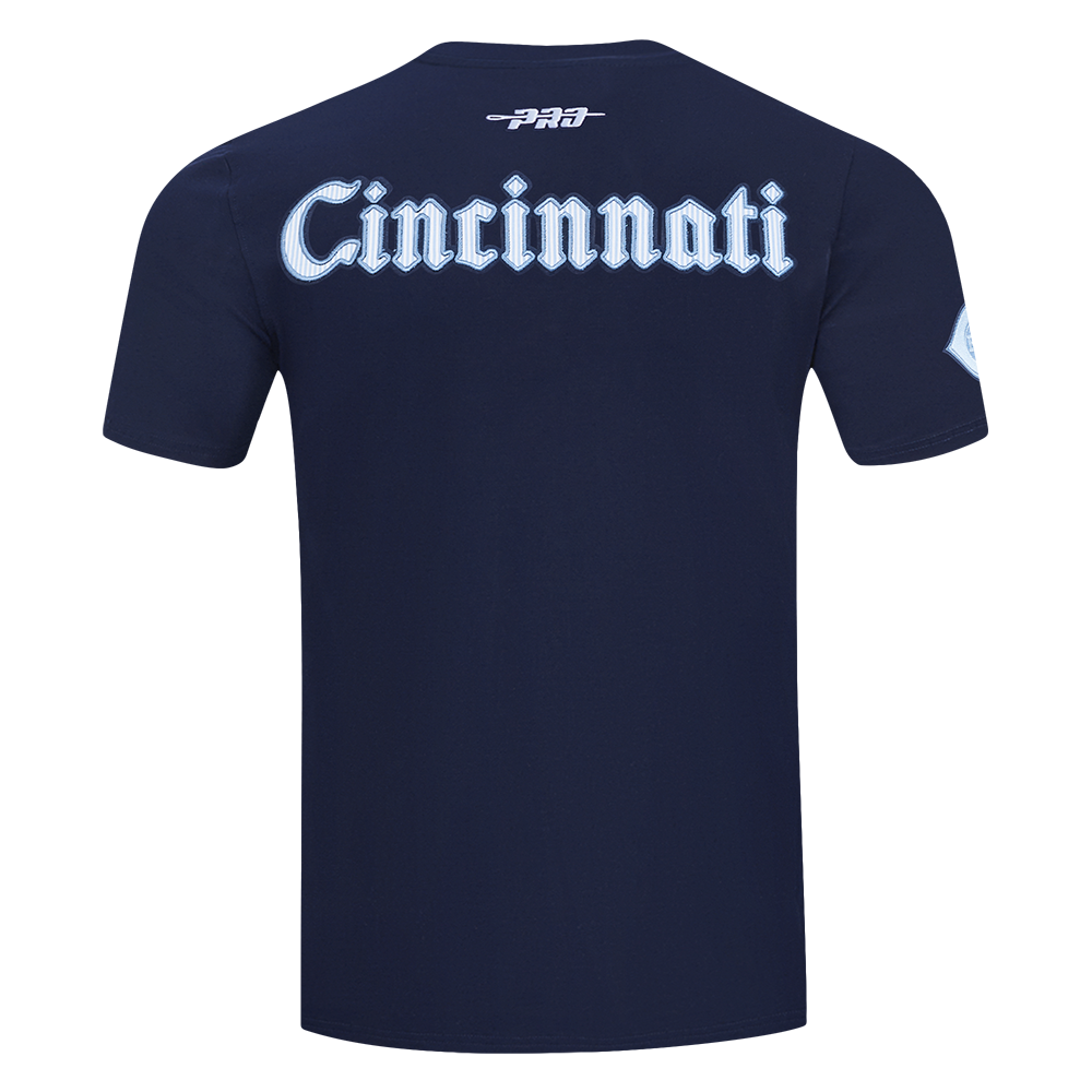 Pro Standard Cincinnati Reds Country Club Striped Short Sleeve Tee-Navy - NAVY Thumbnail View 2