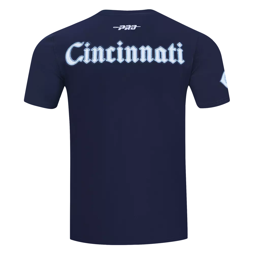 Pro Standard Cincinnati Reds Country Club Striped Short Sleeve Tee-Navy - NAVY