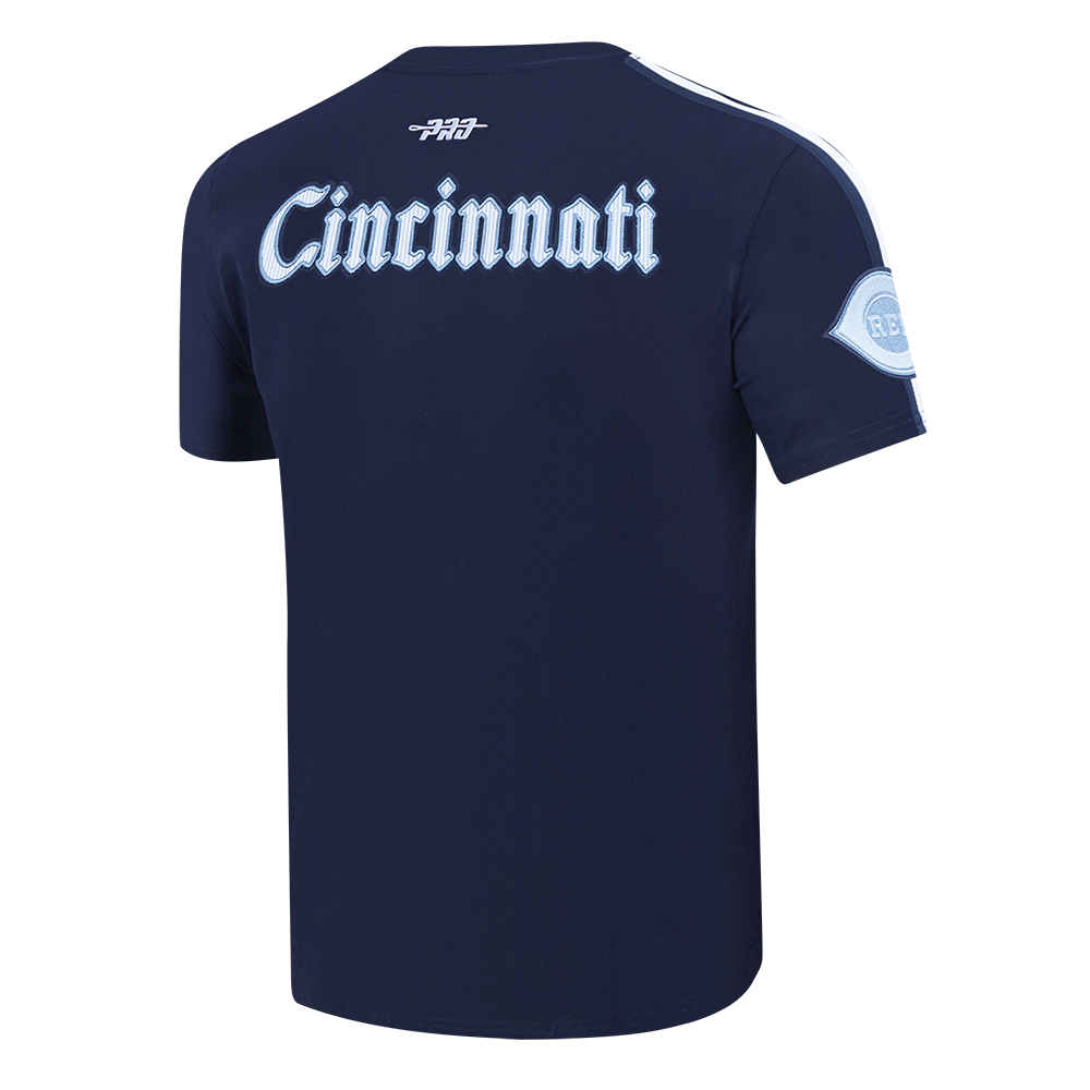 Pro Standard Cincinnati Reds Country Club Striped Short Sleeve Tee-Navy - NAVY Thumbnail View 4