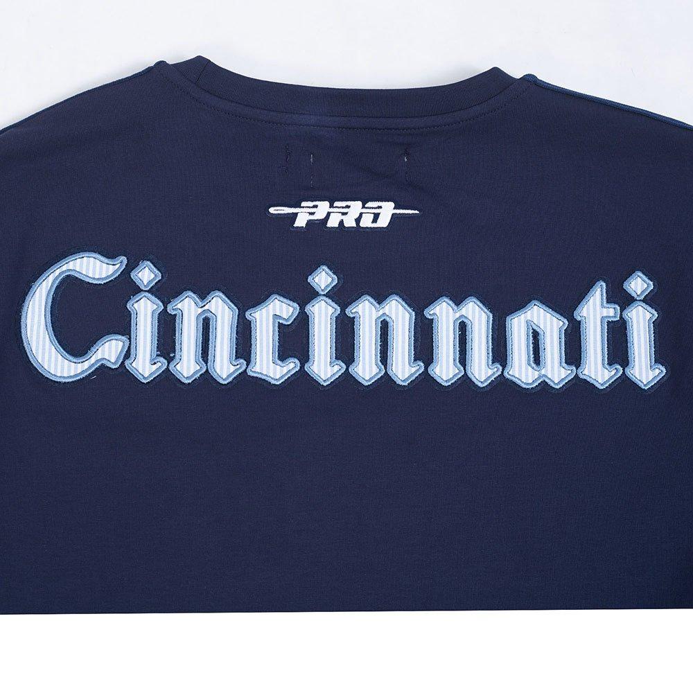 Pro Standard Cincinnati Reds Country Club Striped Short Sleeve Tee-Navy - NAVY Thumbnail View 6