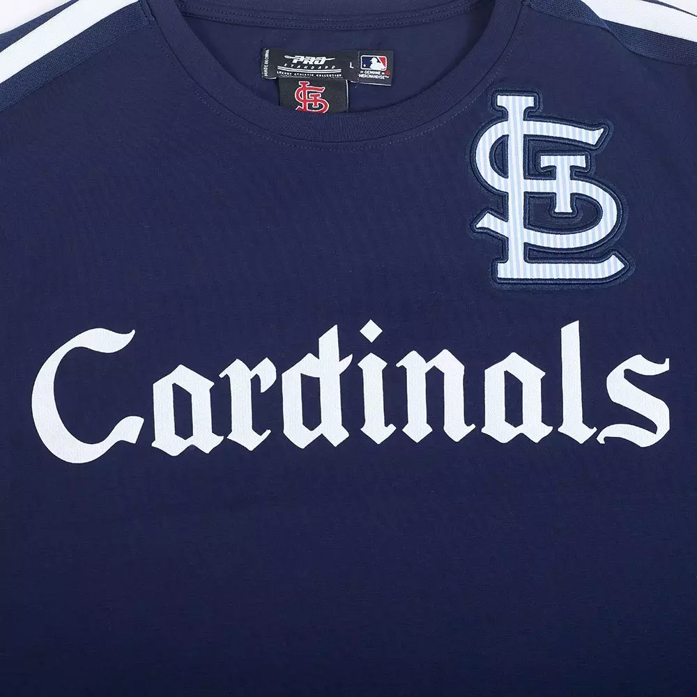 Pro Standard St. Louis Cardinals Country Club Striped Short Sleeve Tee-Navy - NAVY