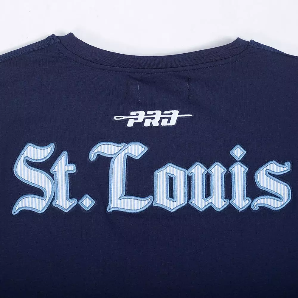 Pro Standard St. Louis Cardinals Country Club Striped Short Sleeve Tee-Navy - NAVY