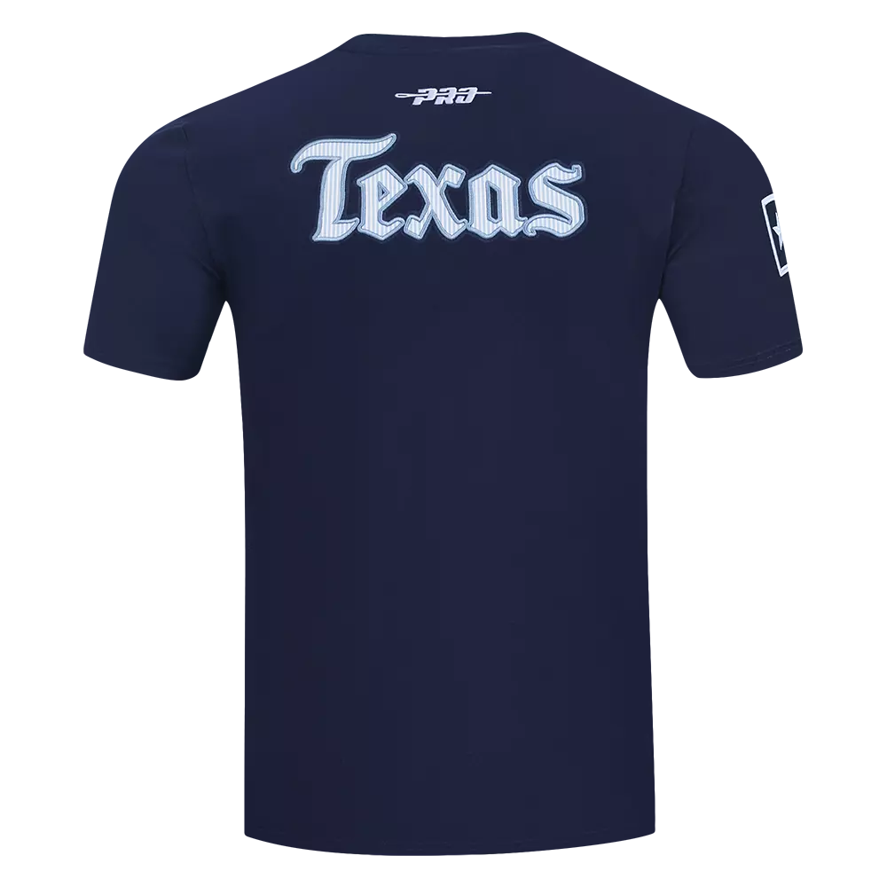 Pro Standard Texas Rangers Country Club Striped Short Sleeve Tee-Navy - NAVY