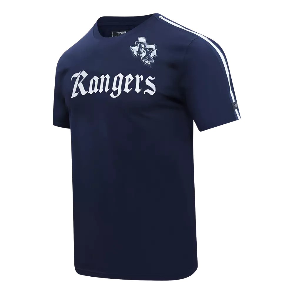 Pro Standard Texas Rangers Country Club Striped Short Sleeve Tee-Navy - NAVY