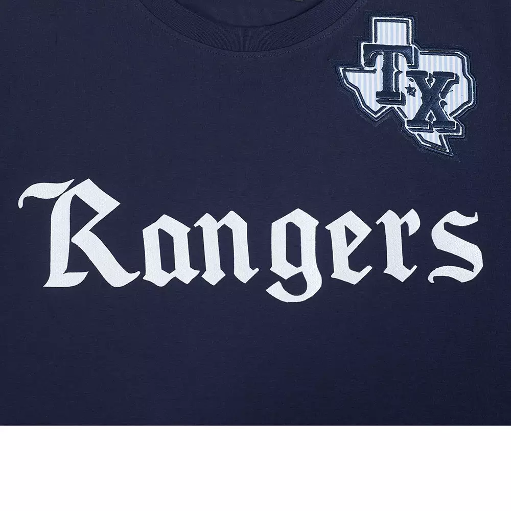 Pro Standard Texas Rangers Country Club Striped Short Sleeve Tee-Navy - NAVY