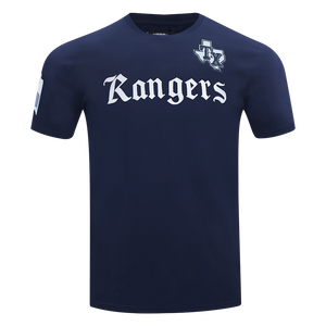 Pro Standard Texas Rangers Country Club Striped Short Sleeve Tee-Navy