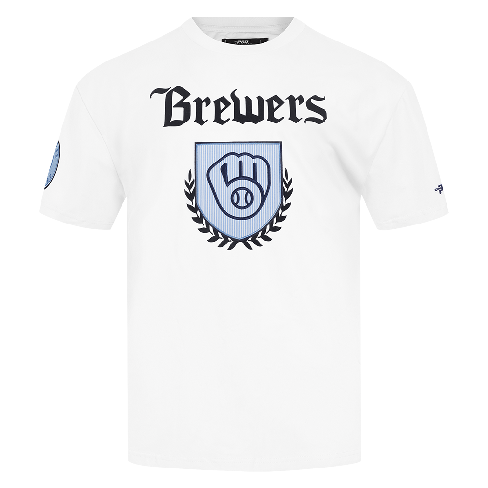 Pro Standard Milwaukee Brewers Country Club Short Sleeve Tee-White - WHITE Thumbnail View 1