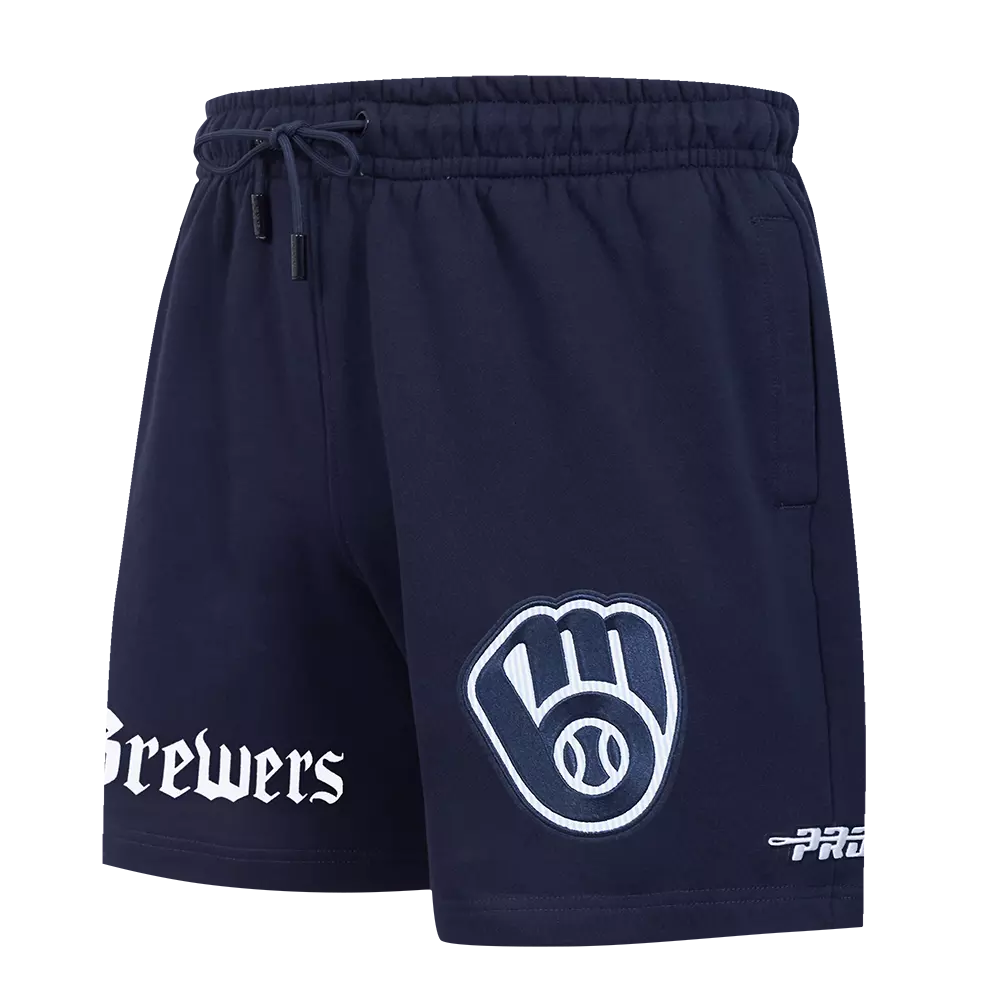 Pro Standard Milwaukee Brewers Country Club Fleece Shorts-Navy - NAVY