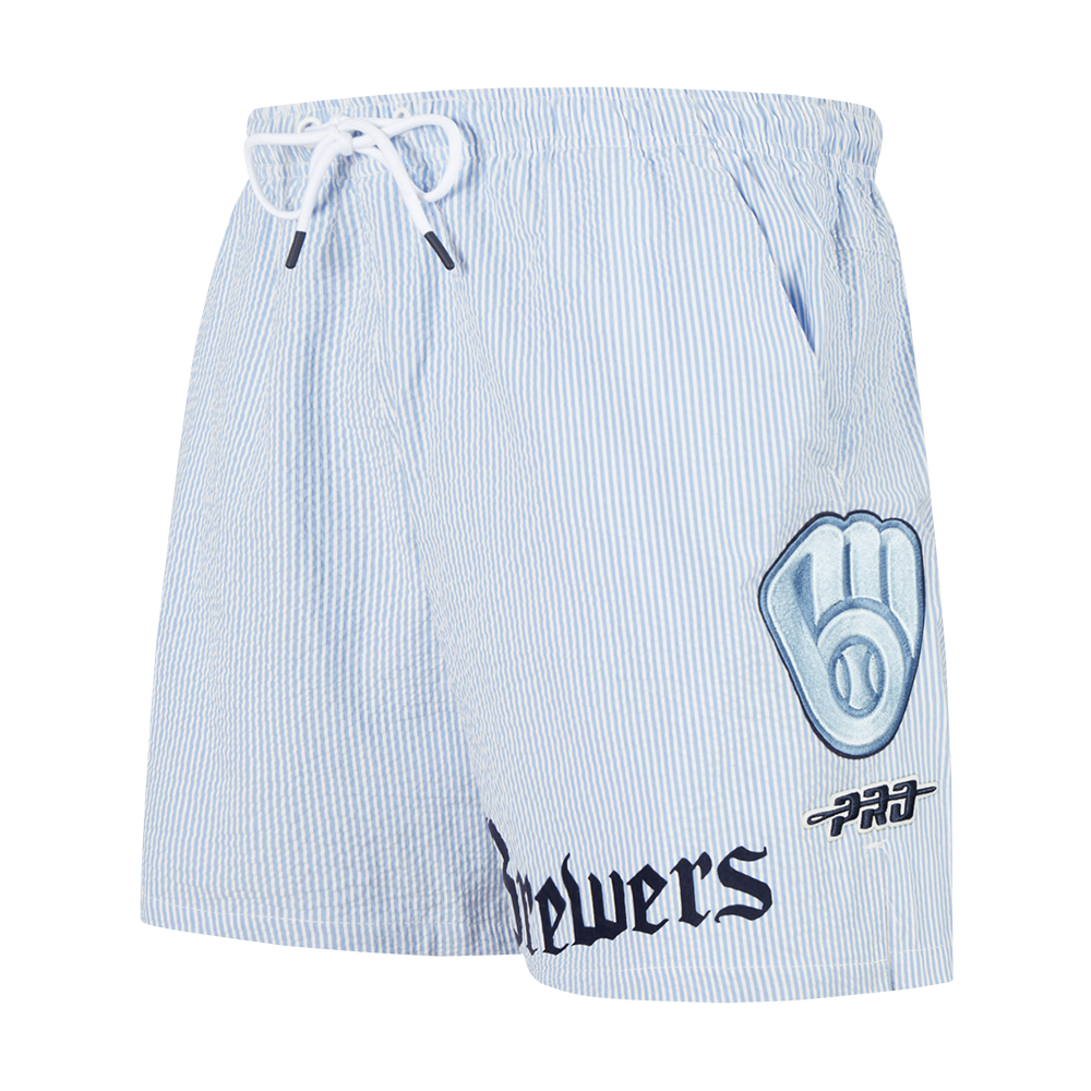 Pro Standard Milwaukee Brewers Country Club Shorts-Light Blue - LT BLUE Thumbnail View 1