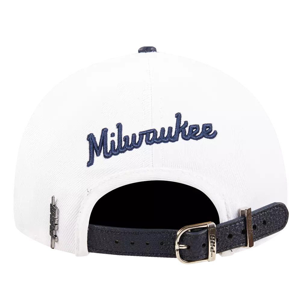 Pro Standard Milwaukee Brewers Country Club Snapback Hat-White - WHITE