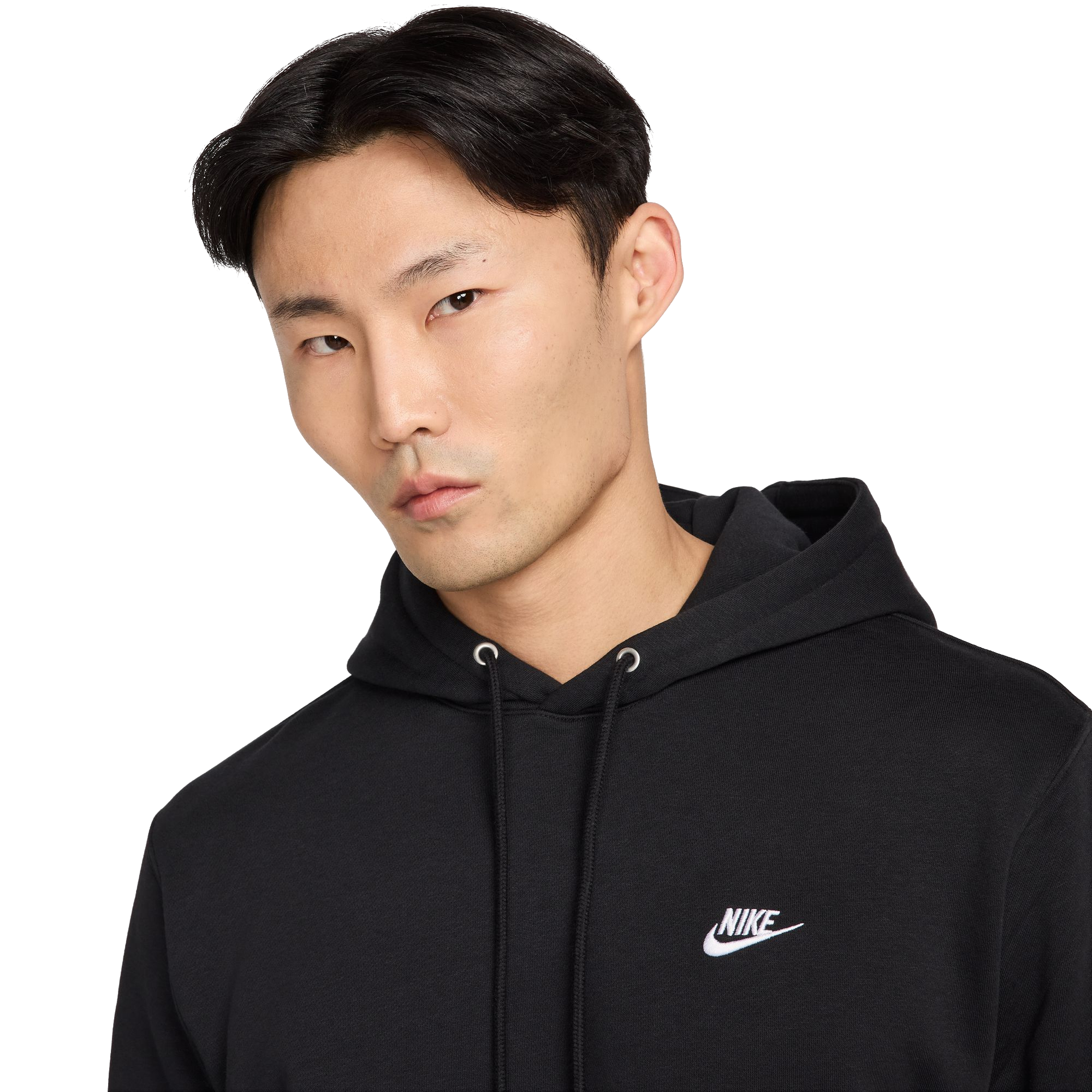Nike Men's Club Pull-Over Fleece Hoodie - Black - BLACK Thumbnail View 3