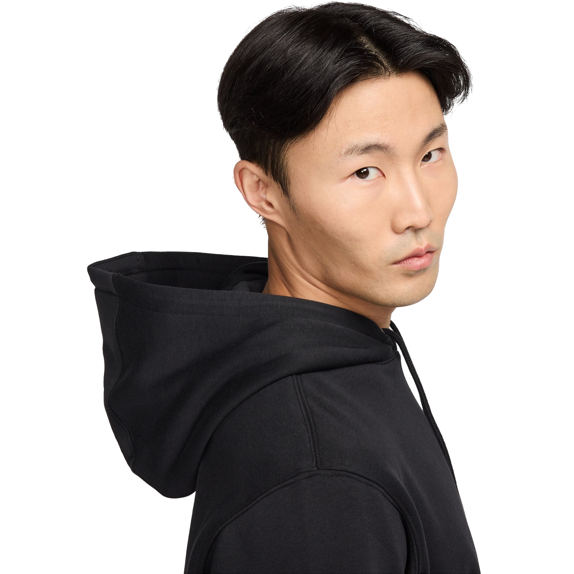 Nike Men's Club Pull-Over Fleece Hoodie - Black - BLACK Thumbnail View 4