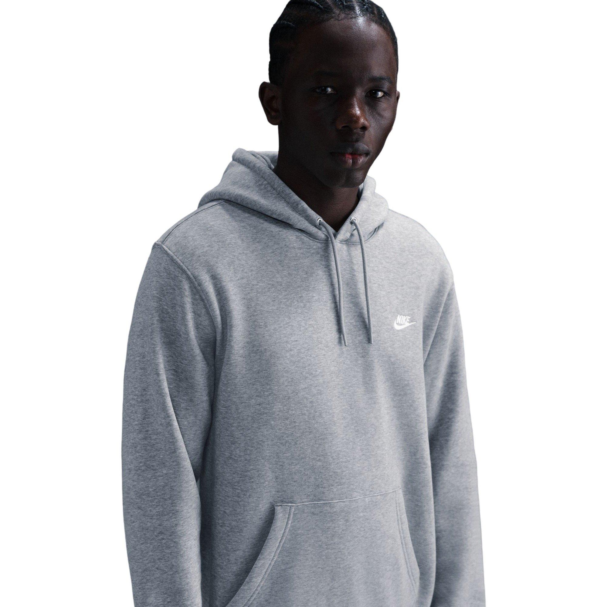 Nike Men's Club Pull-Over Fleece Hoodie - Grey - GREY Thumbnail View 3