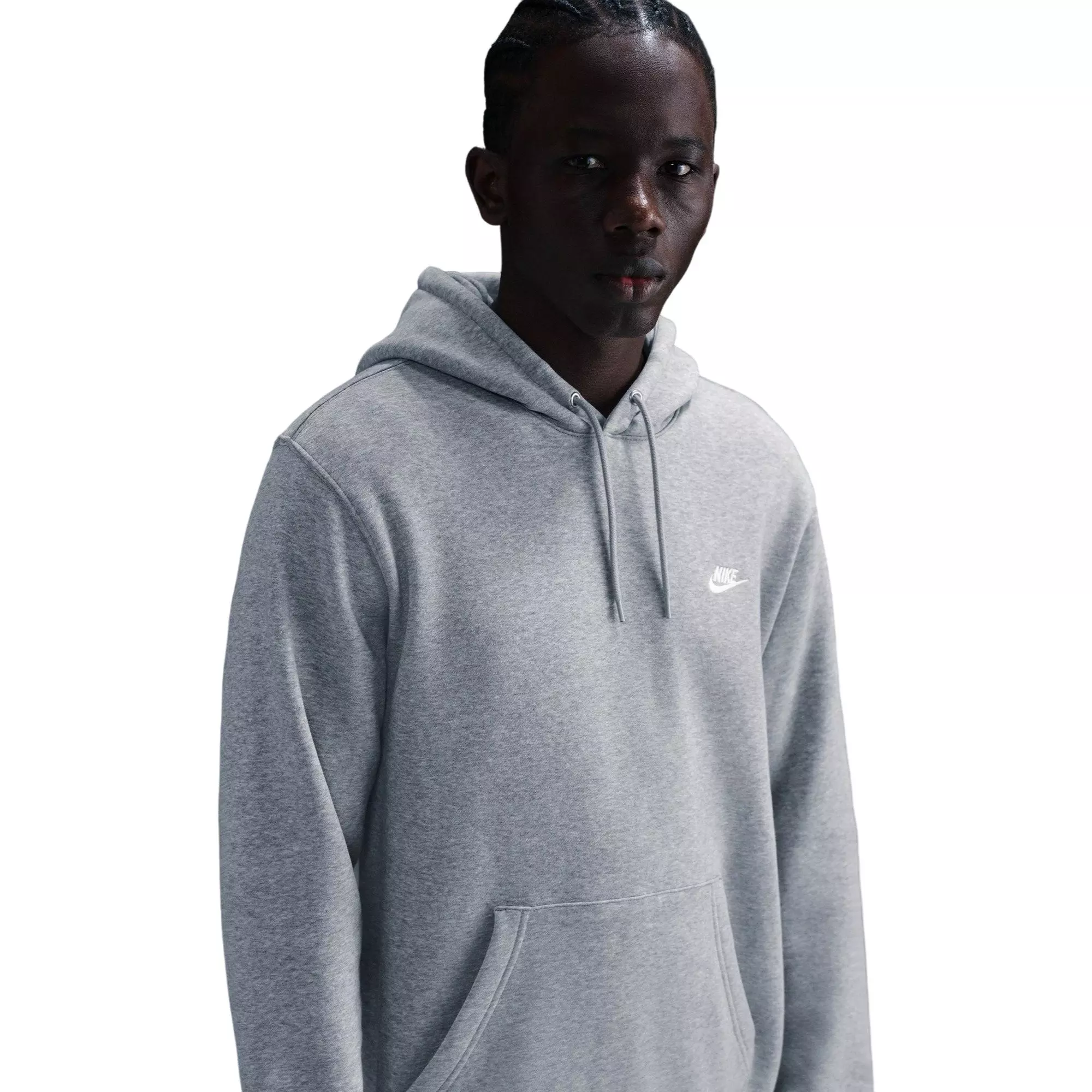 Nike Men's Club Pull-Over Fleece Hoodie - Grey - GREY