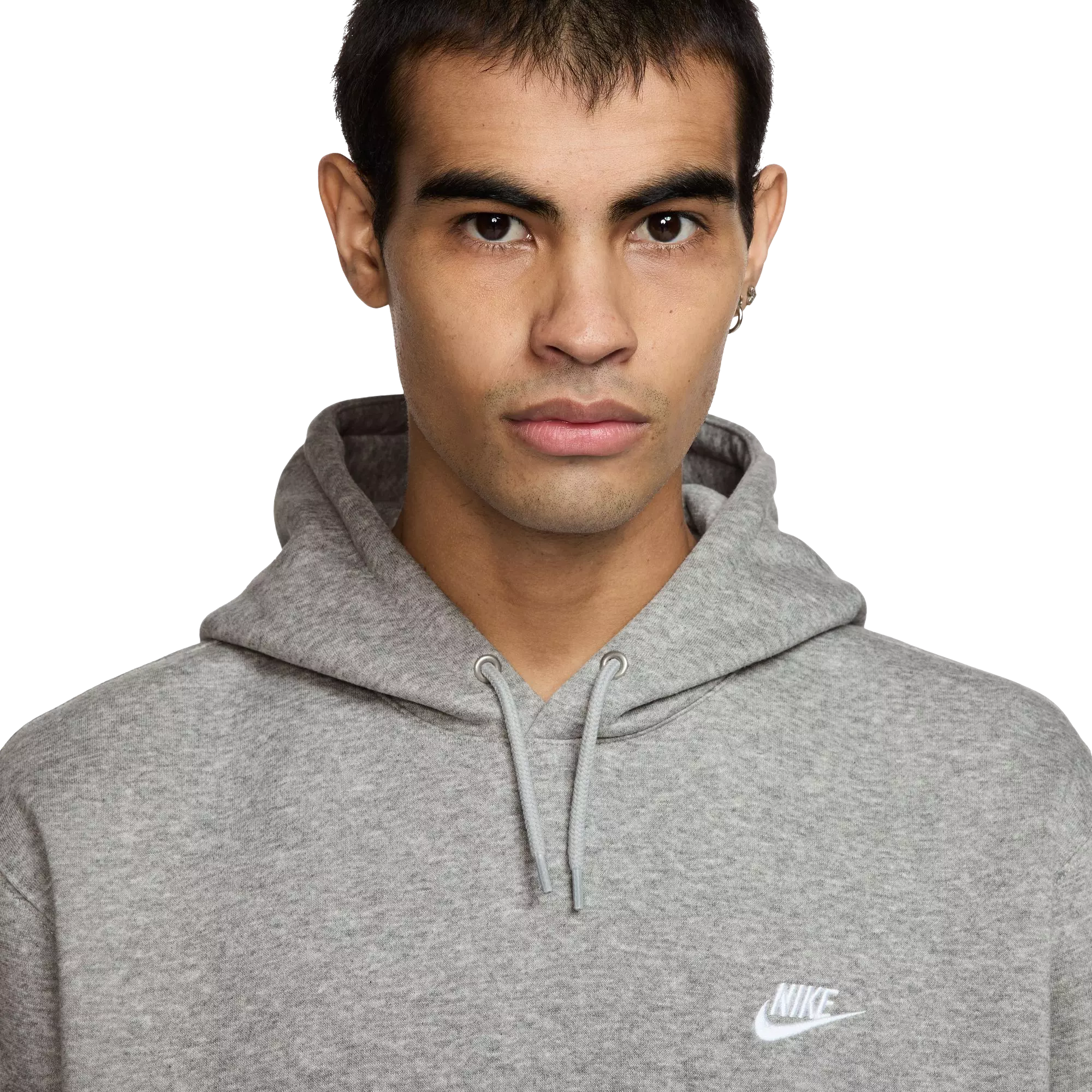 Nike Men's Club Pull-Over Fleece Hoodie-Grey - GREY