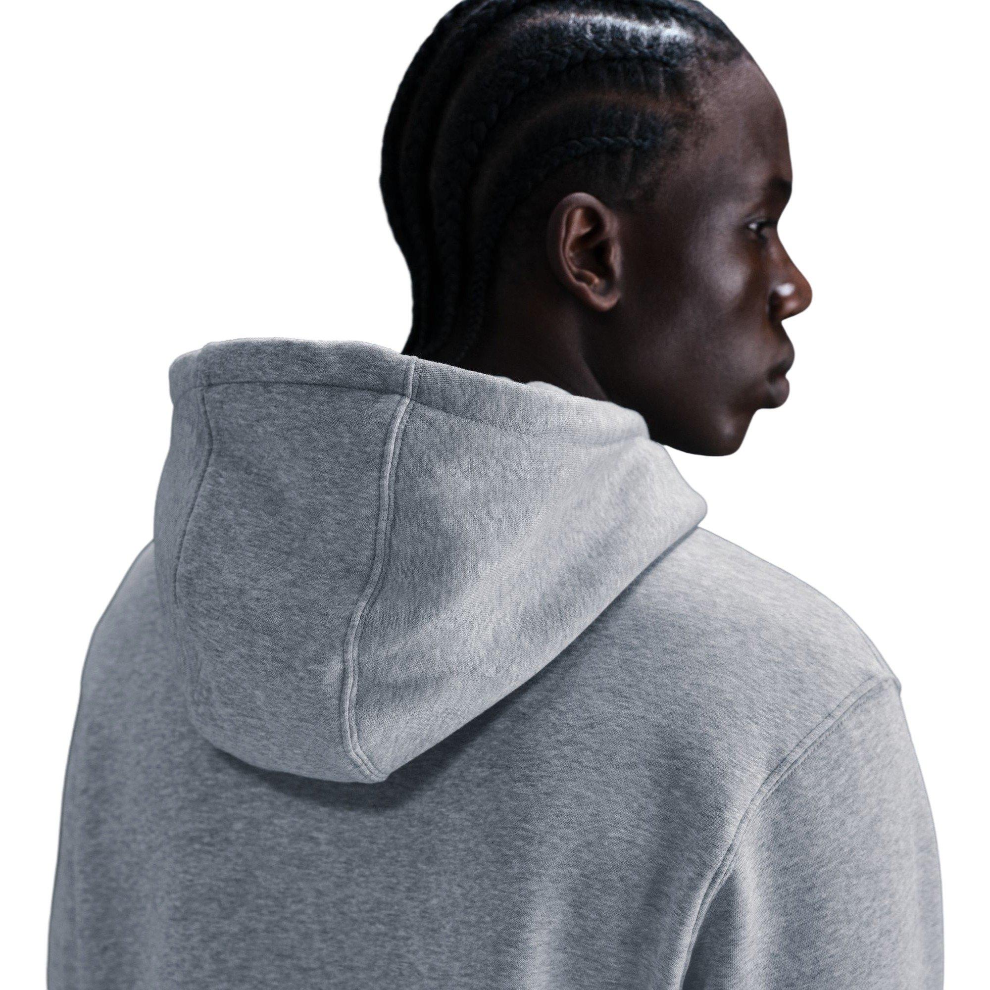 Nike Men's Club Pull-Over Fleece Hoodie - Grey - GREY Thumbnail View 4