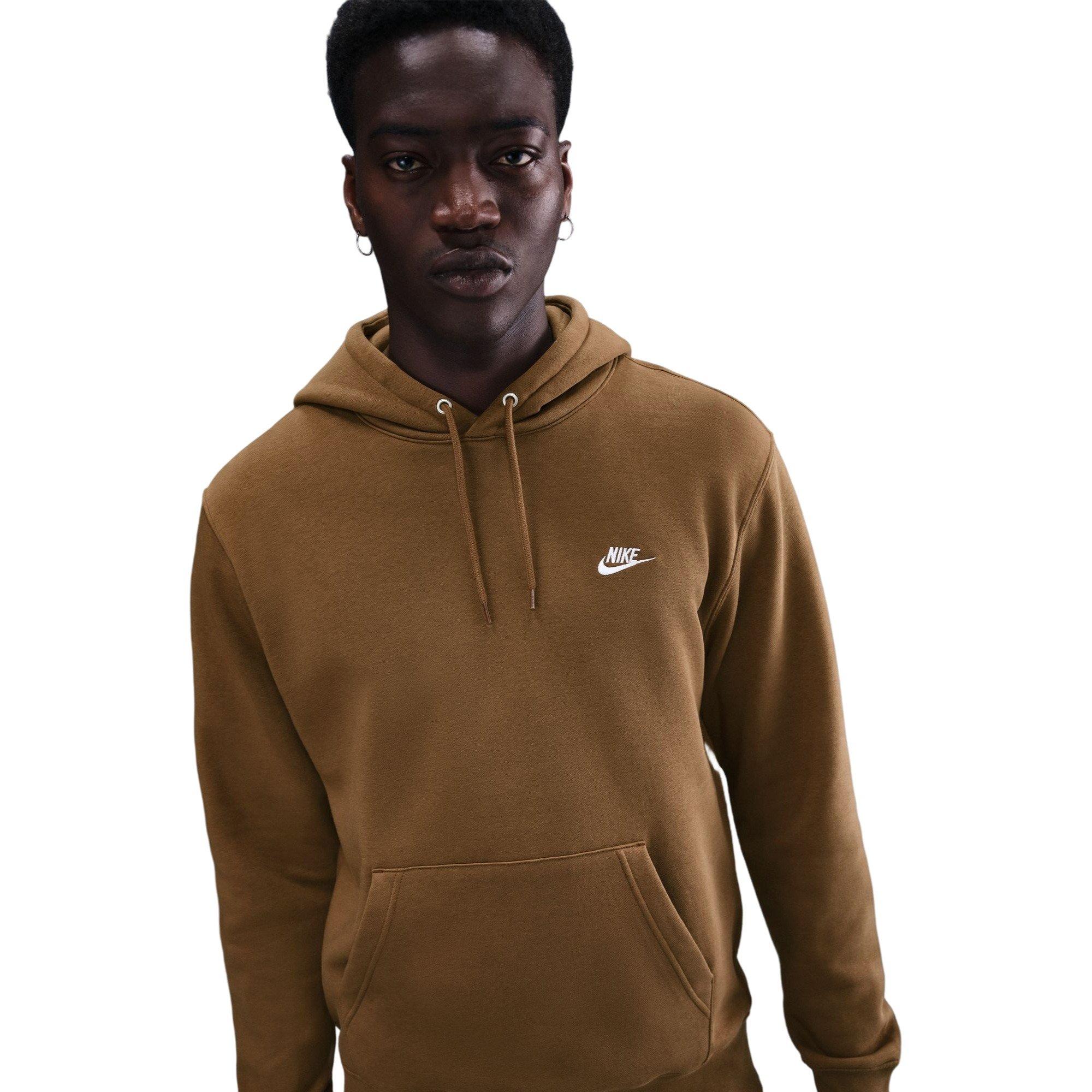Nike Men's Club Fleece Pullover Hoodie - BROWN Thumbnail View 3